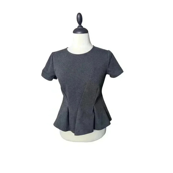 J.Crew Women's Small Peplum Heather Gray Short Sleeve Blouse - Picture 1 of 8